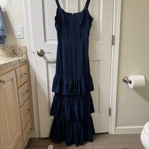 NWT Abercrombie & Fitch Dark Blue Tiered Maxi Dress
